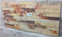 Yellow Rusty Split Face Slate Stacked Stone,Slate Thin Stone Veneer,Yellow Slate Z Stone Cladding,Natural Slate Culture Stone,Multicolor Slate Ledgestone,Slate Stone Wall Panels,Z Stone Wall Cladding