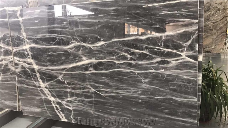 Ocean Grey Wood Vein Marble High Polished Slabs for Background Wall,Hotel Project
