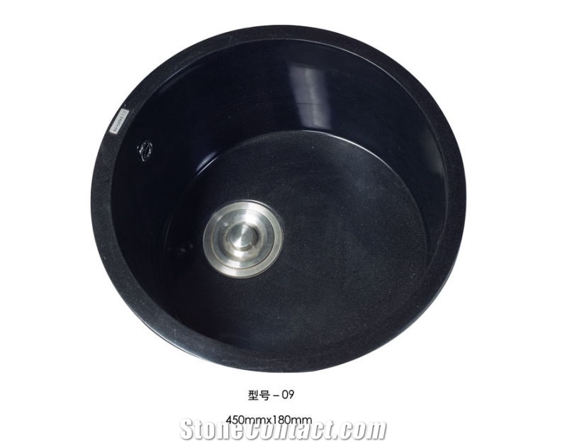 White/Black/Beige Quartz Bathroom Round And Square Vanity Basin And Sink With Single And Double Wash