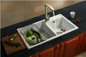 White/Black/Beige Quartz Bathroom Round And Square Vanity Basin And Sink With Single And Double Wash