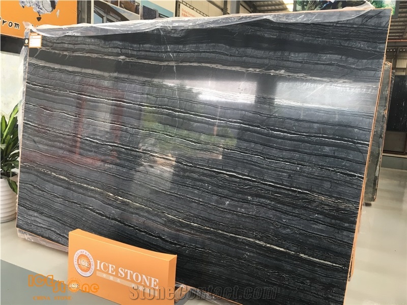 Black Wooden Marble/Silver Wave/Bookmatch/Straight Vein/Polished Surface/China Natural Stone/Slabs/Tiles/Cut to Size