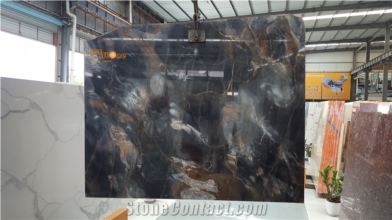 China Marble Slab Tile/Venice Gold Marble Tiles & Slabs/Color Painting Marble Wall Covering Tiles/Black & Gold Marble Floor Covering Tiles/Countertop Marble Slab Tile/Bathroom Decoration Marble Tile