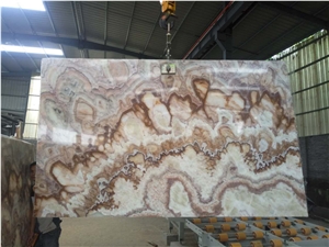 Color Onyx Bookmatch Slabs Tiles for Wall Coverings Floor Coveings Countertops