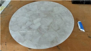 White Crystal Semi Precious Countertop / White Crystal Gemstone Reception Desk/ White Semi Precious Reception Counter