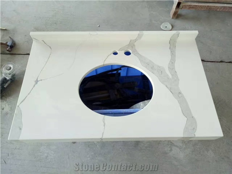 Artificial Stone Top,Bathroom Countertops,Custom Vanity Tops,Quartz Stone Vanity Tops,Bathroom Vanity Tops,Quartz Stone Bathroom Tops,Calacatta Bianco Vanity Tops