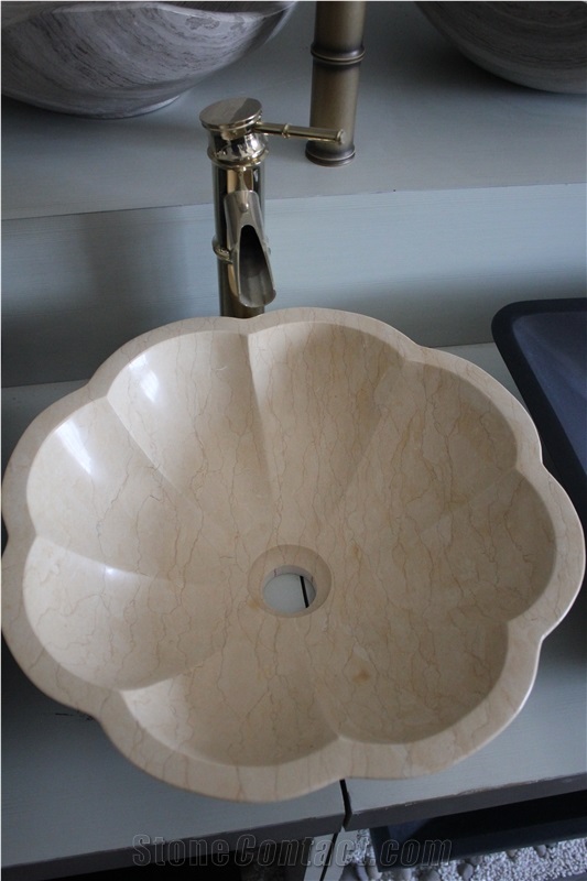 Beige Marble Stone Wash Basin Sink