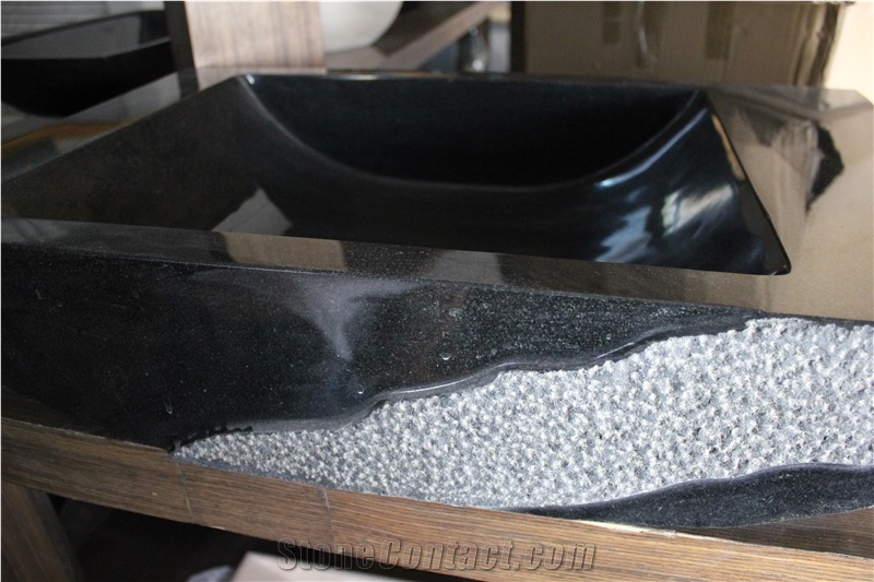 Black Granite Stone Wash Basin Sink