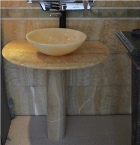 Honey Onyx Pedestal Basins,Bathroom Sinks,Wash Basins,Round Basins,Vessel Sinks,Natural Stone Vessel Sinks/Basins