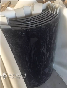 Super Black Crystallized Glass Column,Man-Made Black Stone Polished,Foshan China.