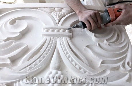 Jerusalem Royal White Stone Hand Carved Reliefs, Ornaments
