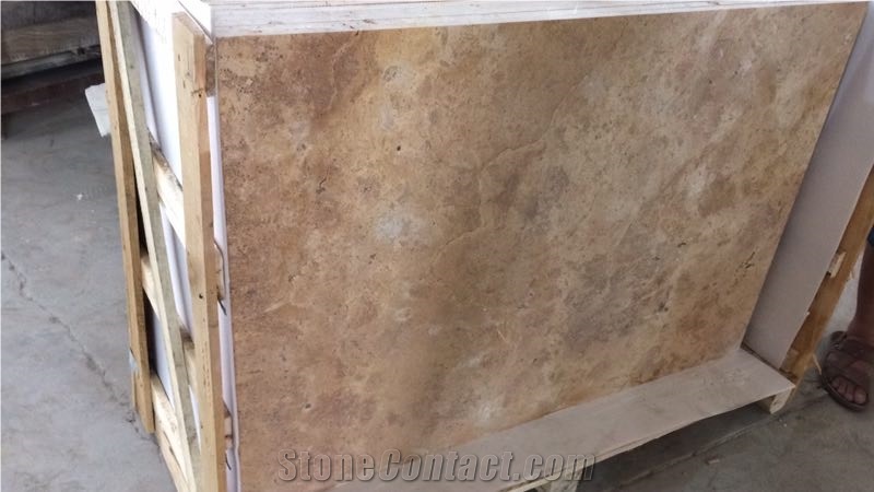 China Polished Beige Travertine Tile Slab For Countertops Interior