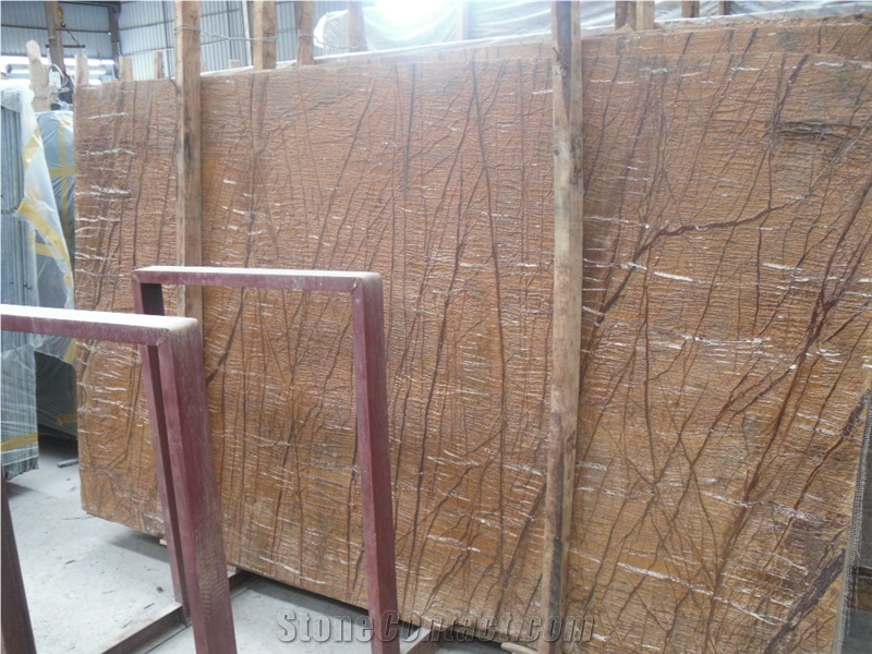 Good Price Gold Vein Brown Marble, Rainforest Gold Marble, India Yellow Marble Slabs & Tiles, Brown Marble Floor Covering Tiles