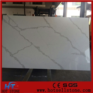 White Laminated Carrara Marble Quartz Stone Slabs,Engineering Quartz for Sale