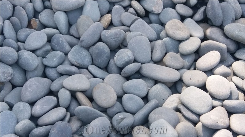 Tumbled Dark Grey Pebble Stone, Black Unpolished Natural Pebble Stone