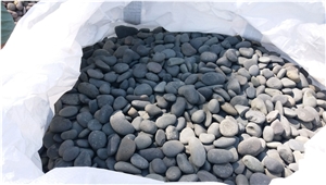 Tumbled Dark Grey Pebble Stone, Black Unpolished Natural Pebble Stone