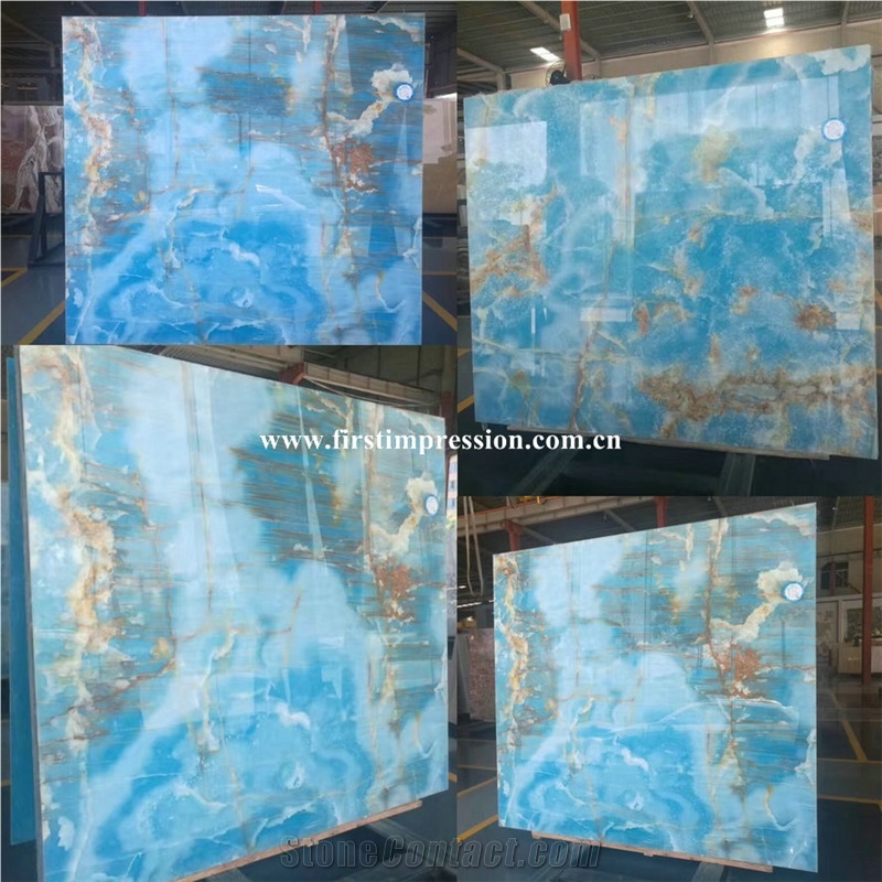 Blue Onyx Slabs & Tiles/Blue Onyx Polished Slabs for Wall and Floor Covering Tiles/Pure Blue Onyx Cut to Size/Onyx Tv Wall/Luxury Blue Onyx Big Slabs