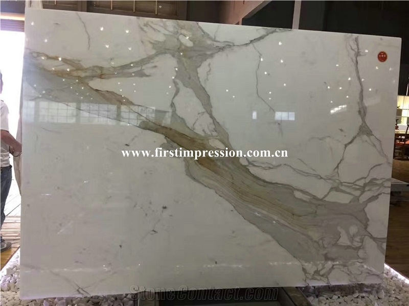 High Quality & Best Price New Polished Italian Calacatta Gold White Marble/Calaeatta Marble Tiles & Slabs/Italy White Marble Wall Covering Tiles/Project Building Stone Material/Floor Covering Tiles