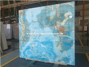 Hot Blue Onyx Slabs & Tiles/Blue Onyx Polished Slabs for Wall and Floor Covering Tiles/Pure Blue Onyx Cut to Size/Onyx Tv Wall/Luxury Blue Onyx Big Slabs