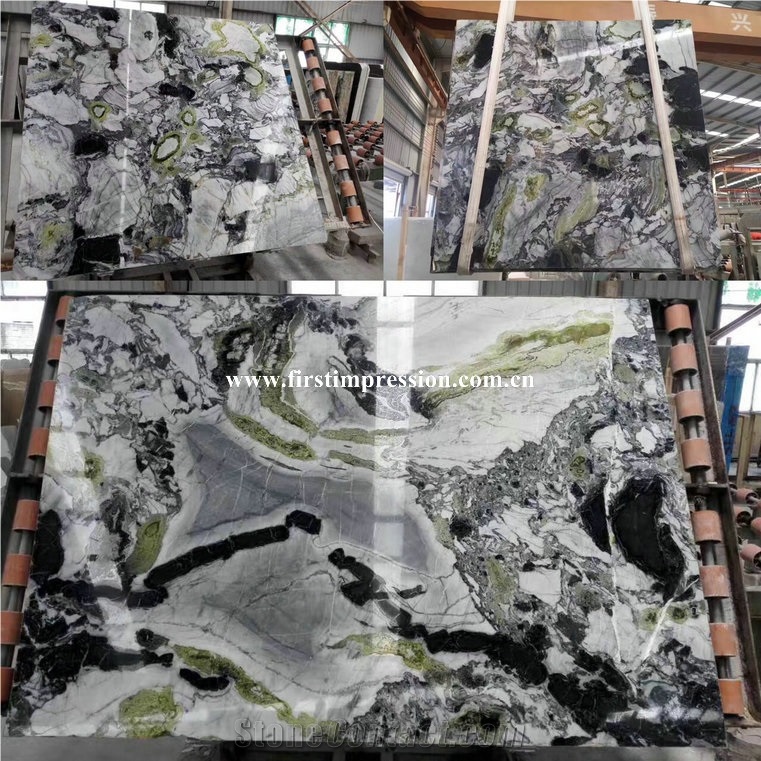 New Polished White Beauty Marble Tiles & Slabs/Ice Connect Marble/White Beauty Green Marble/Ice Gree/China Green Marble/Green Marble Slabs & Tiles/Floor Marble Wall Marble/Green Marble Big Slabs
