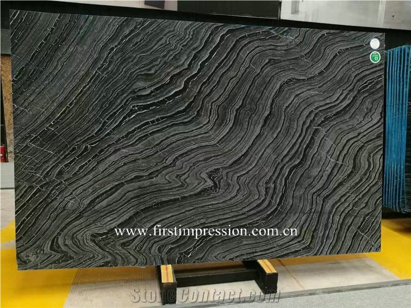 Polished China Silver Wave Marble Slab ,Black Marble Slab,Kenya Black Marble Wall Tiles,Ancient Wood Marble,Wooden Black Marble,Silver Wave Slab