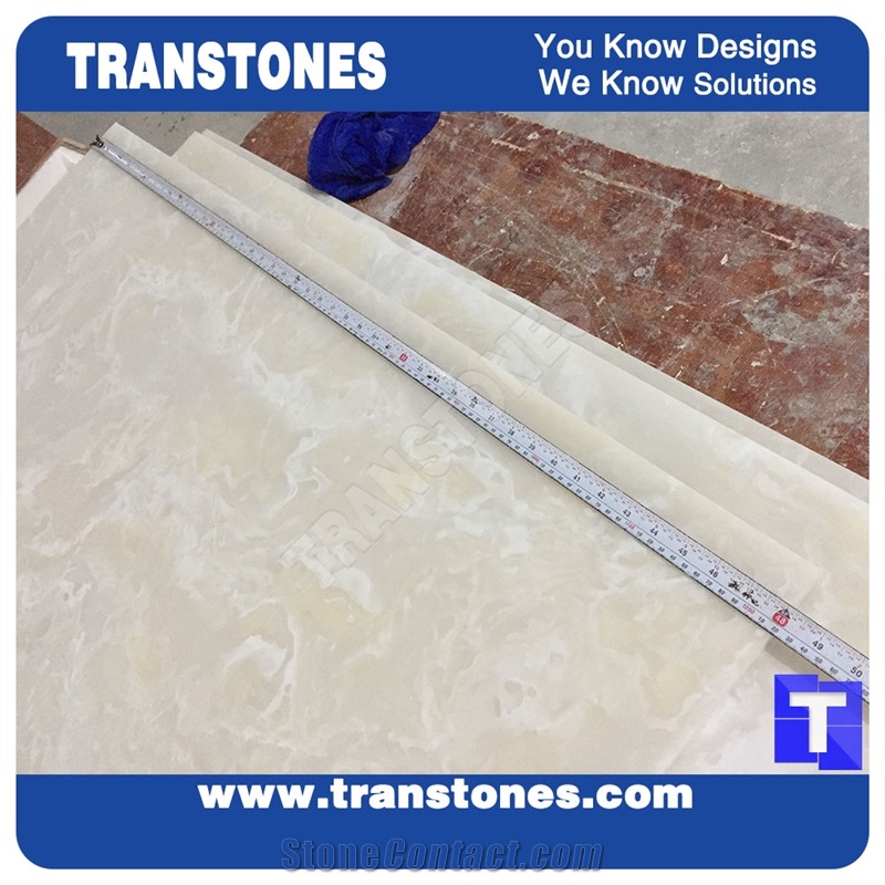Artificial Beige Spray Marble Faux Quartz Slabs for Wall Panel Ceiling Floor Covering,Solid Surface Engineered Stone Glass Resin Stone Slab for Reception Desk,Countertops Backlit