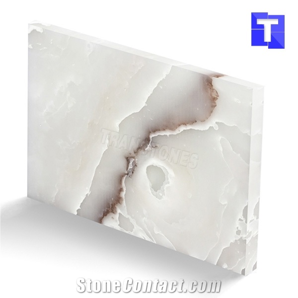 Artificial Bianco Carrara White Marble Panel Tiles Slabs for Reception Desk,Table,Translucent Backlit Stone Consulting Counter Top,Engineered Stone Solid Surface Transtones Customzied