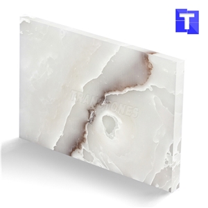 Artificial Bianco Carrara White Marble Panel Tiles Slabs for Reception Desk,Table,Translucent Backlit Stone Consulting Counter Top,Engineered Stone Solid Surface Transtones Customzied