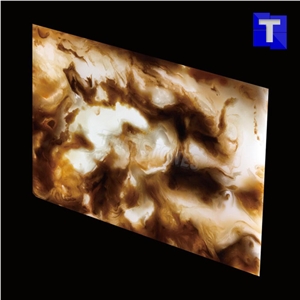Artificial Crystal Brown Onyx Wall Cladding Panel Floor Covering Tiles Solid Surface Marrone Glass Stone for Bar Tops,Reception Table Desk,Hotel Counter Tops Design,Interior Engineered Stone