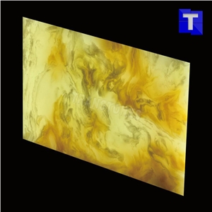 Artificial Crystal Brown Onyx Wall Cladding Panel Floor Covering Tiles Solid Surface Marrone Glass Stone for Bar Tops,Reception Table Desk,Tranlucent Backlit Interior Engineered Stone
