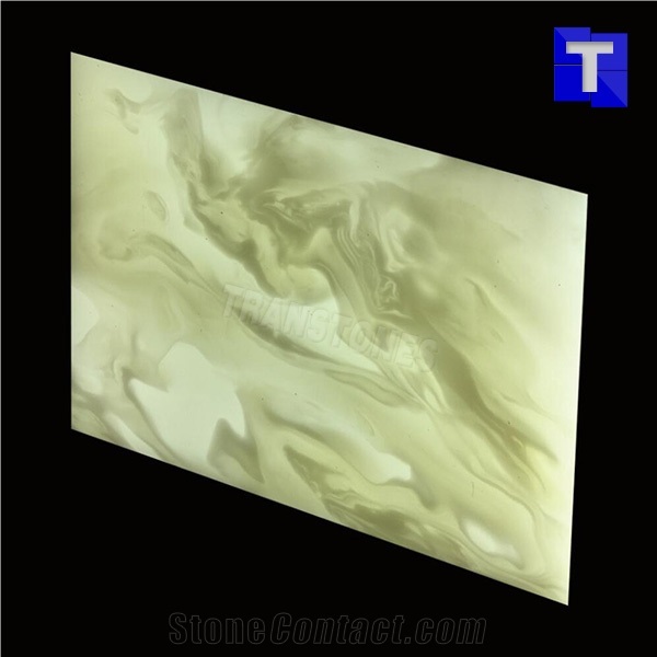 Artificial Marble Bianco Carrara White Stone Slabs Panel Walling Tiles,Engineered Stone Solid Surface Translucent Backlit Sheet for Kitchen Countertops