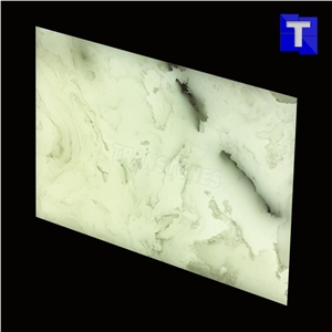 Artificial Marble Bianco Venato Carrara White Stone Slabs Panel Walling Tiles,Engineered Stone Solid Surface Translucent Backlit Sheet for Kitchen Countertops