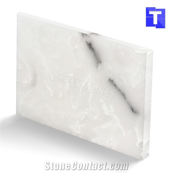Artificial Marble Bianco Venato Carrara White Stone Slabs Panel Walling Tiles,Engineered Stone Solid Surface Translucent Backlit Sheet for Kitchen Countertops