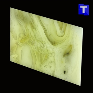 Artificial Marble Crystal Cream Spray Panel Tiles Slabs for Reception Desk,Table,Translucent Backlit Stone Consulting Counter Top,Engineered Stone Solid Surface Interior Furniture