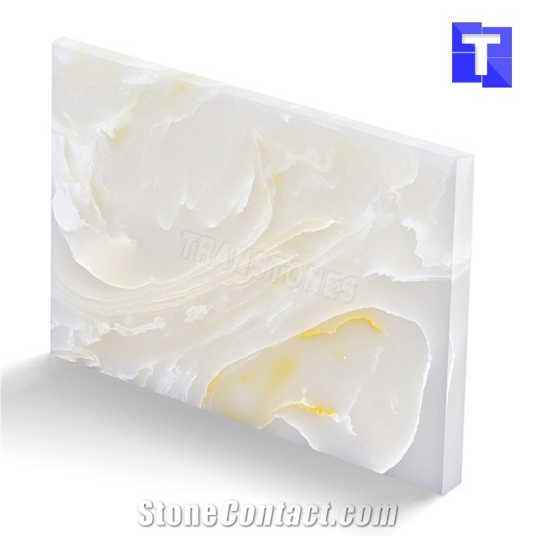 Artificial Marble Crystal White Spray Wave Panel Tiles Slabs for Reception Desk,Table,Translucent Backlit Stone Consulting Counter Top,Engineered Stone Solid Surface Interior Furniture