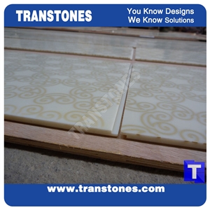 Artificial Marble Waterjet Medallion Carved Cnc Tiles Slabs for Wall Panel Cladding,Hotel Floor Covering Water-Jet
