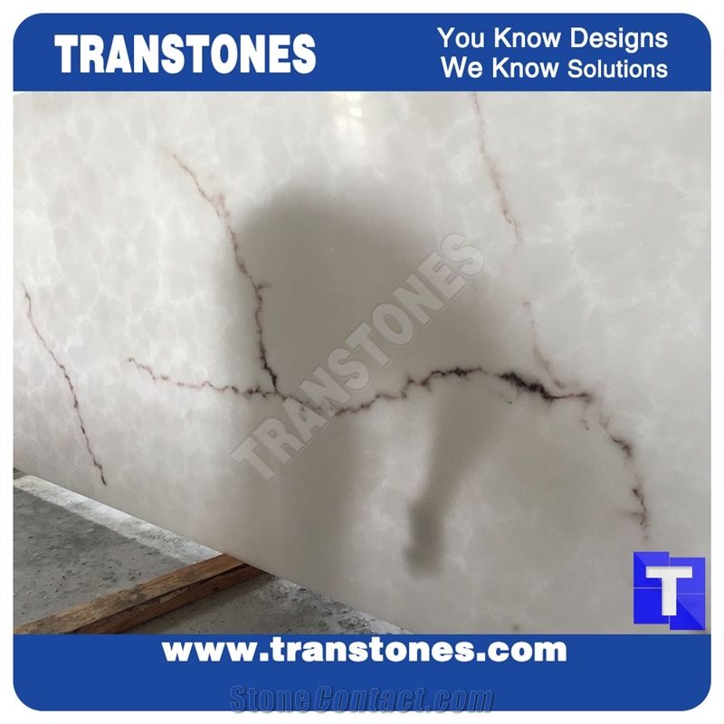 Bianco Carrara Solid Surface White Marble Slabs Translucent Backlit Wall Panel,Ceiling,Floor Covering Engineered Glass Stone for Interior Furniture Material