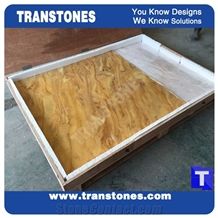 Cheap Price Solid Surface Translucent Golden Paradiso Artificial Marble Slabs Polished High Gloss,Engineered Stone Yellow Tile Sheet Wall Panel Cladding,Floor Covering Interior Spray Glass Resin Stone