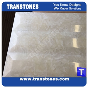 Cream Artificial Marble Silver Beige Faux Quartz Slabs for 3d Carved Wall Panel Ceiling Floor Covering,Solid Surface Engineered Stone Glass Resin Stone Slab for Reception Desk