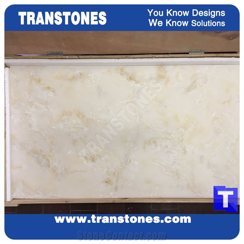 Cream Artificial Marble Silver Beige Faux Quartz Slabs for Wall Panel Ceiling Floor Covering,Solid Surface Engineered Stone Glass Resin Stone Slab for Reception Desk,Club Bar Top