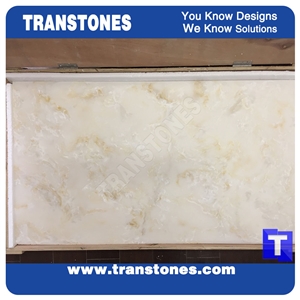 Cream Artificial Marble Silver Beige Faux Quartz Slabs for Wall Panel Ceiling Floor Covering,Solid Surface Engineered Stone Glass Resin Stone Slab for Reception Desk,Club Bar Top