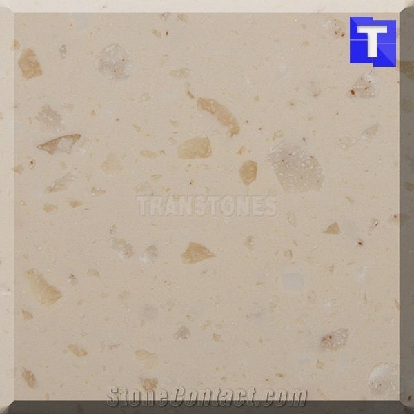 Crystal Beige Acrylic Slabs Artificial Stone Marble Look Solid