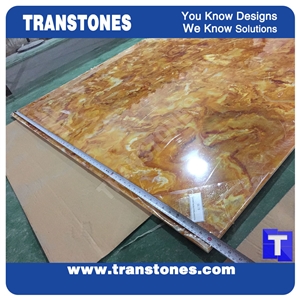 Giallo Acrylic Gold Dragon Rainbow Quartz Onyx Slabs Tile Cut to Size Wall Cladding,Floor Cover Pattern Sheet,Faux Alabaster Glass Stones for Interior