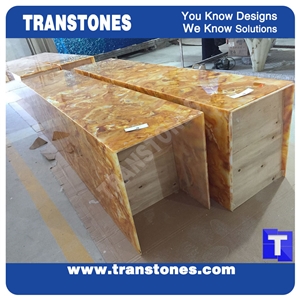 Golden Solid Surface Yellow Artificial Marble Slab Tiles
