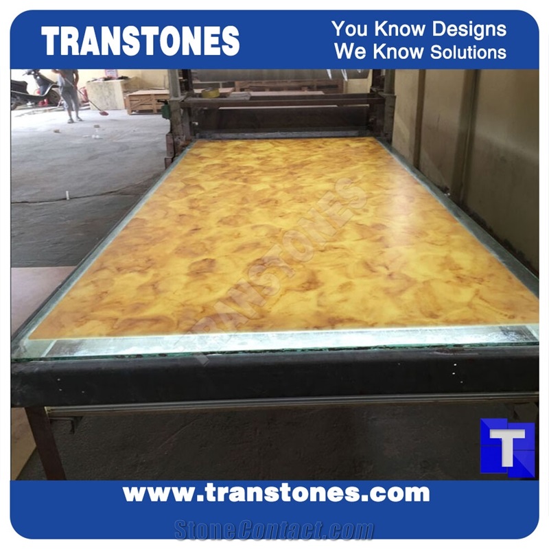 Good Price Solid Surface Arobo Dune Artificial Marble Slabs,Golden Yellow Chain High Gloss Polished for Office Reception Countertops,Hotel Lobby Decor Interior Glass Resin Stone Manufacture