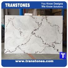 Good Price Solid Surface Calacatta Carrara White Marble Look Glass Stone Slabs Tile for Wall Panel,Ceiling,Kitchen Bathroom Design Floor Covering Pattern,Engineered Quartz Stone