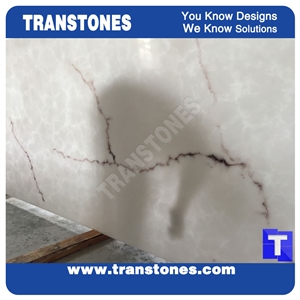 High Gloss Bianco Carrara Solid Surface White Marble Slabs Translucent Backlit Wall Panel,Ceiling,Floor Covering Engineered Glass Stone for Interior Furniture Material