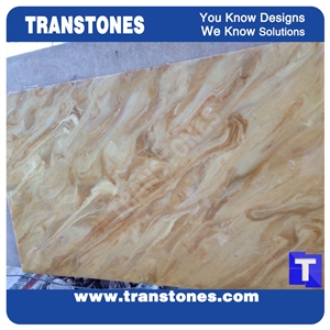 Honed Golden Flower Solid Surface Artificial Stone Engineered Stone Slab Tiles for Wall Panel,Floor Covering