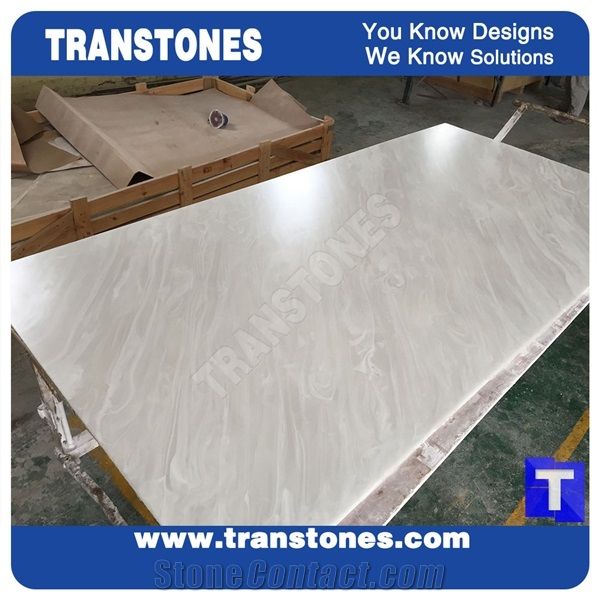Illuminated Solid Surface Spray White Glass Stone Slabs Tile Wall