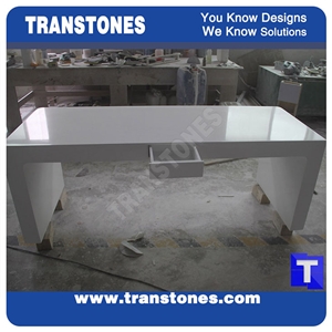 Interior Furniture Solid Surface Snow White Acrylic Marble Panel Stone For Reception Office Desk,Hotel Table Modern Design Wrk Top New Material With Good Quality