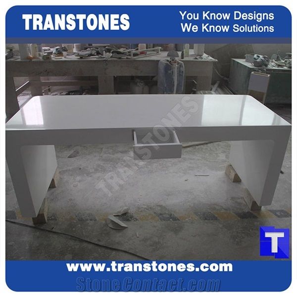 Interior Furniture Solid Surface Snow White Acrylic Marble Panel